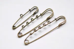 10 pcs Antique Bronze Kilt Pin Safety Pins Broochs One/Three/Four/Five Loops
