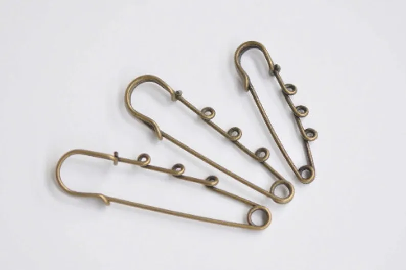 10 pcs Antique Bronze Kilt Pin Safety Pins Broochs One/Three/Four/Five Loops