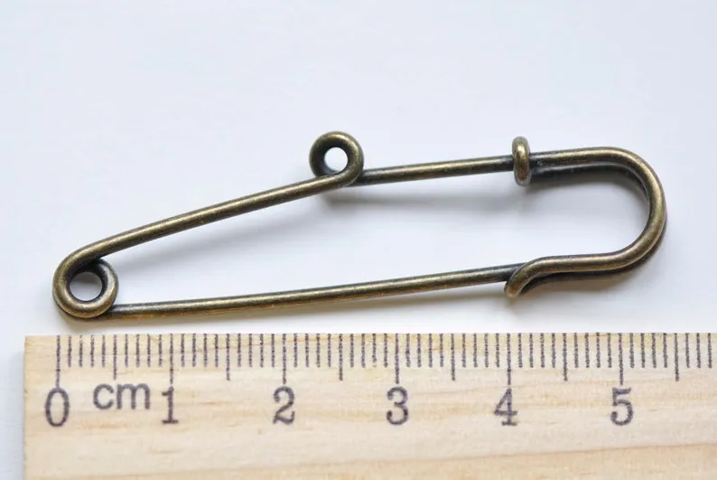 10 pcs Antique Bronze Kilt Pin Safety Pins Broochs One/Three/Four/Five Loops