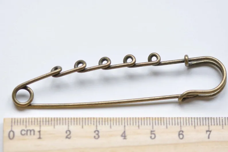 10 pcs Antique Bronze Kilt Pin Safety Pins Broochs One/Three/Four/Five Loops