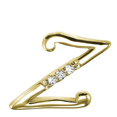 10k Gold Diamond Script Initial Necklace