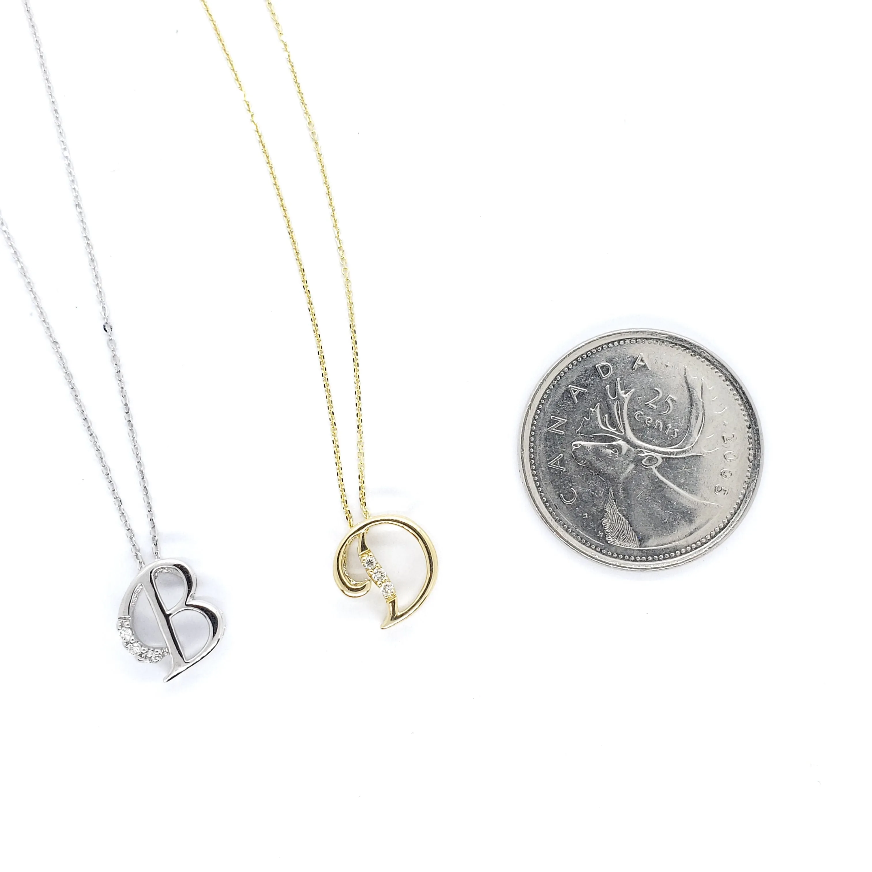10k Gold Diamond Script Initial Necklace