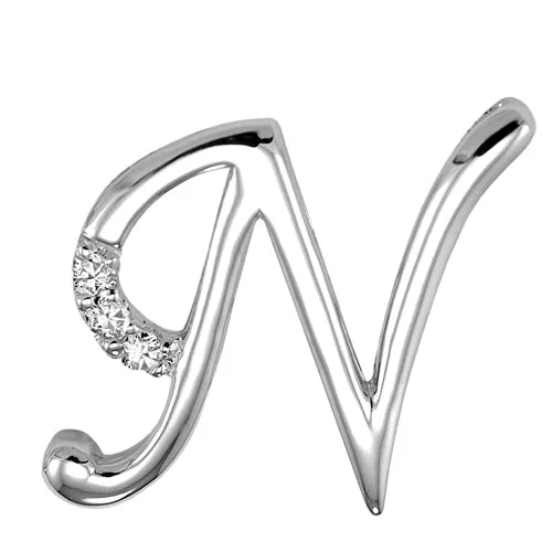 10k Gold Diamond Script Initial Necklace