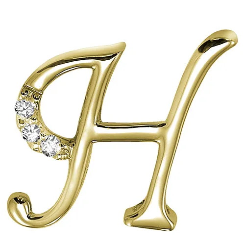 10k Gold Diamond Script Initial Necklace