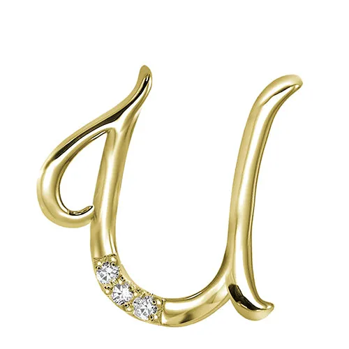 10k Gold Diamond Script Initial Necklace