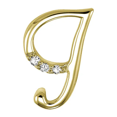 10k Gold Diamond Script Initial Necklace