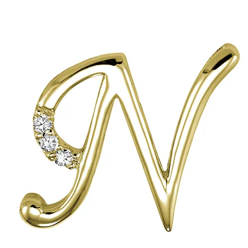 10k Gold Diamond Script Initial Necklace