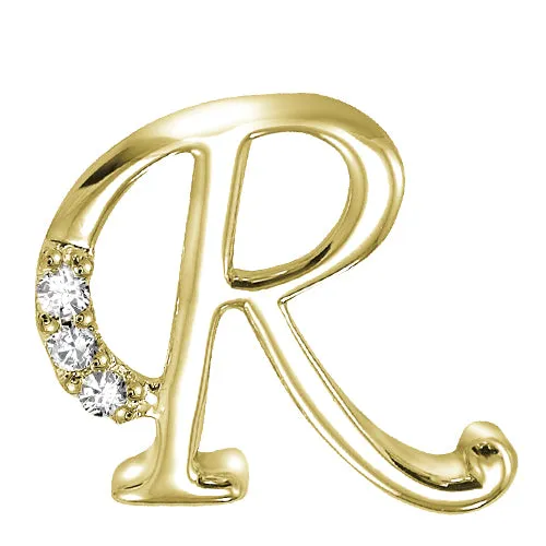 10k Gold Diamond Script Initial Necklace
