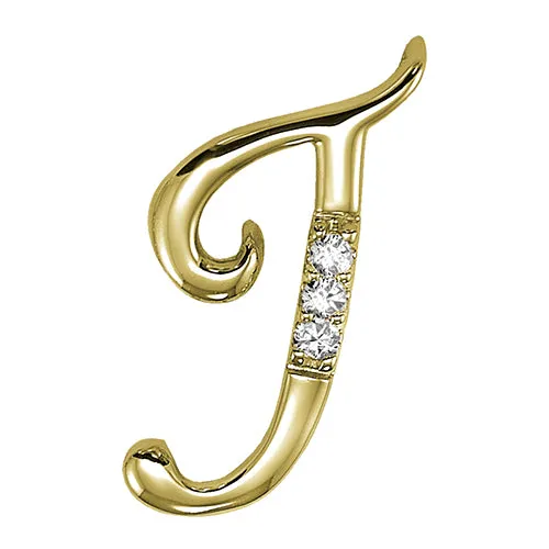 10k Gold Diamond Script Initial Necklace