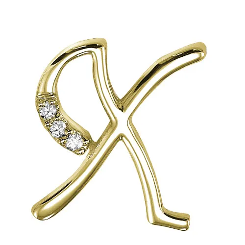 10k Gold Diamond Script Initial Necklace