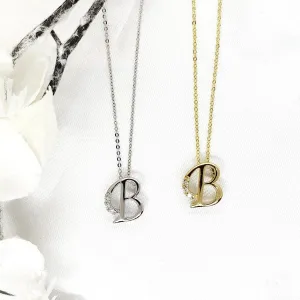 10k Gold Diamond Script Initial Necklace