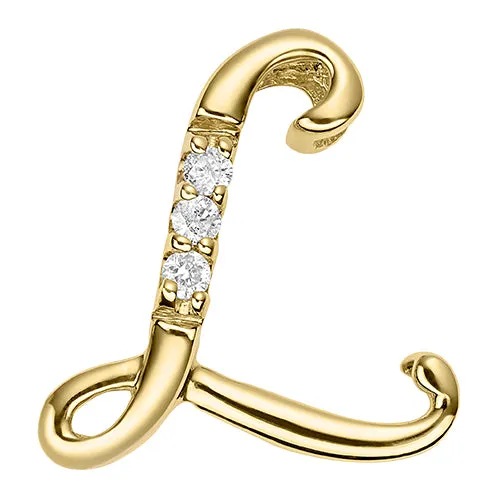 10k Gold Diamond Script Initial Necklace