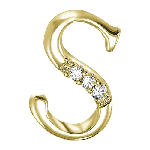 10k Gold Diamond Script Initial Necklace