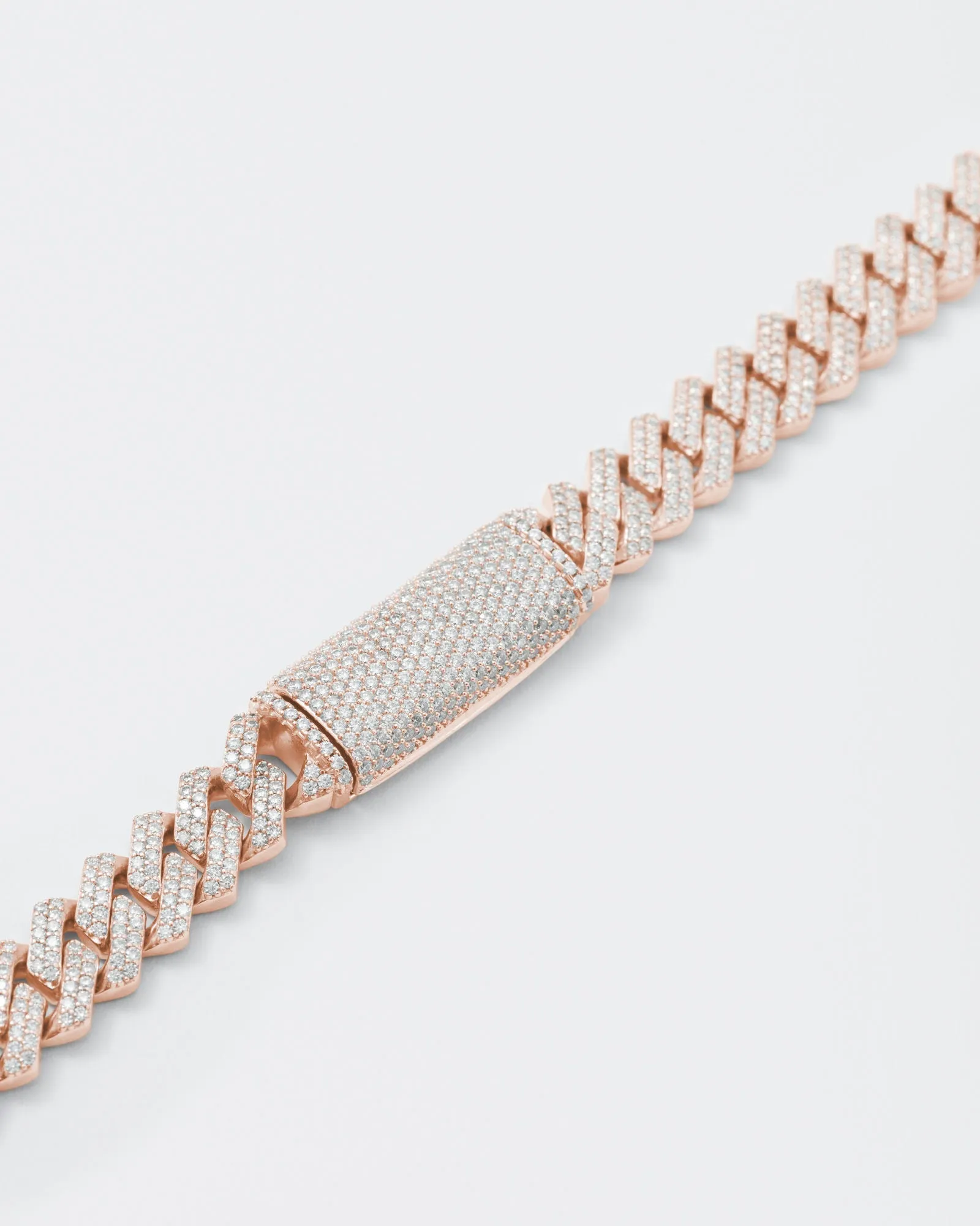 10mm Prong Pav 18K Rose Gold coated Silver Necklace w. Moissanite