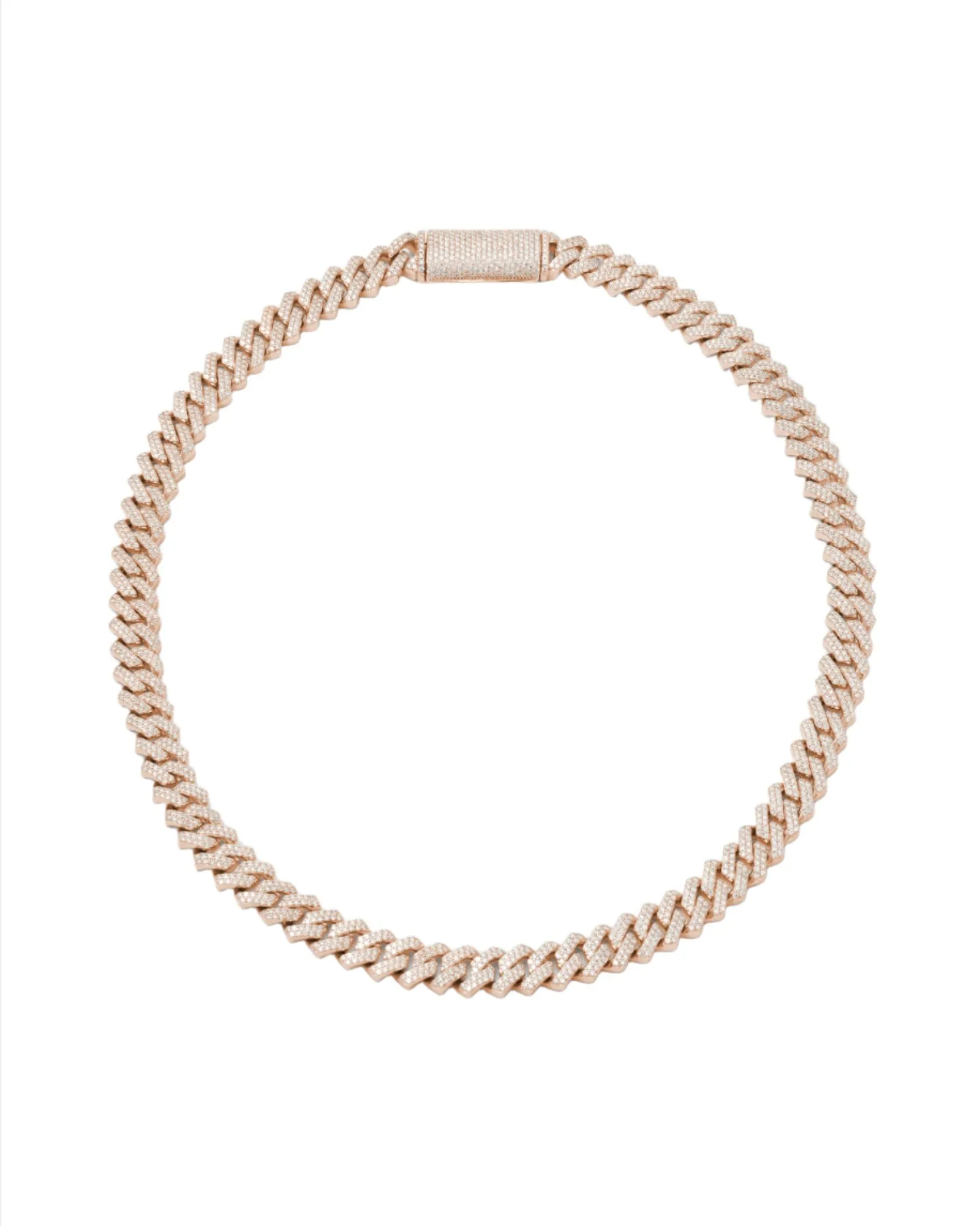 10mm Prong Pav 18K Rose Gold coated Silver Necklace w. Moissanite