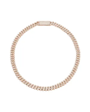 10mm Prong Pav 18K Rose Gold coated Silver Necklace w. Moissanite