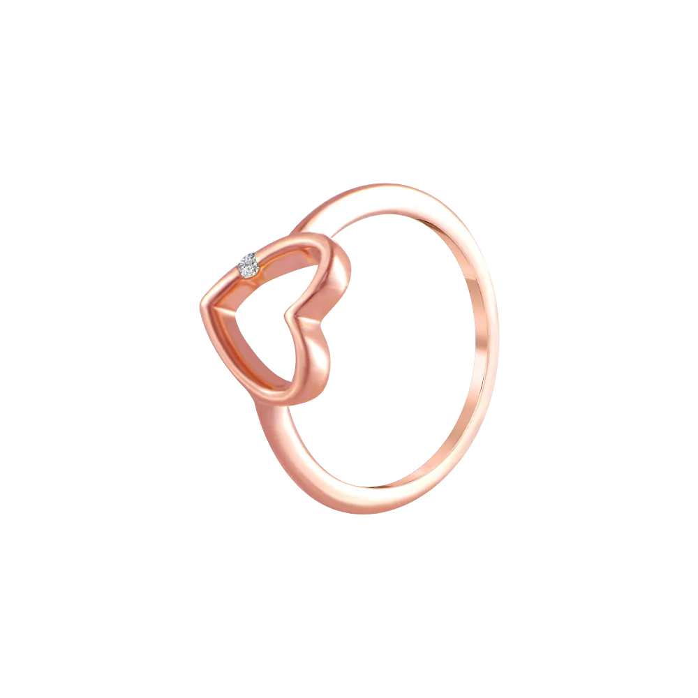 14k (585) Rose Gold And Diamond Ring For Women