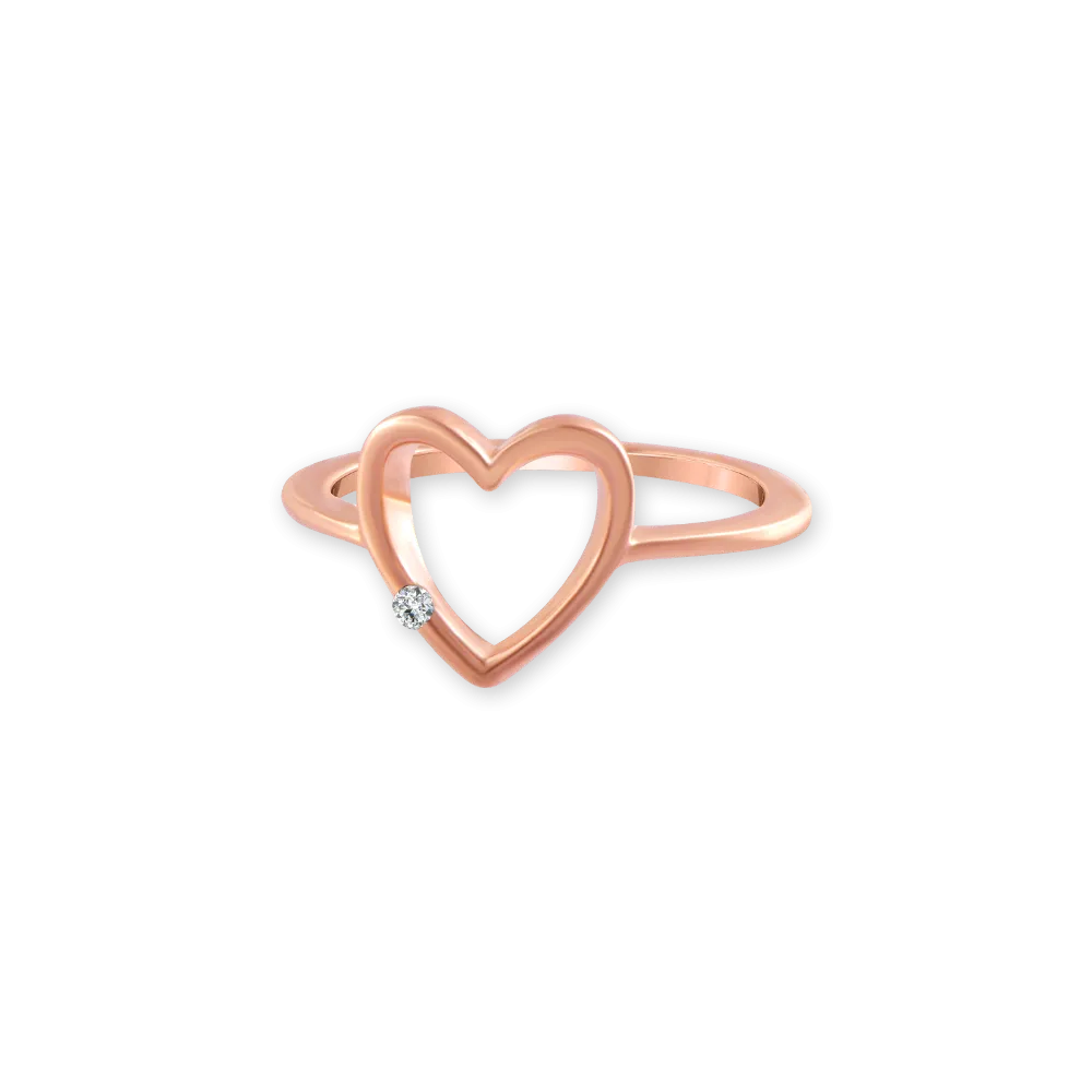 14k (585) Rose Gold And Diamond Ring For Women