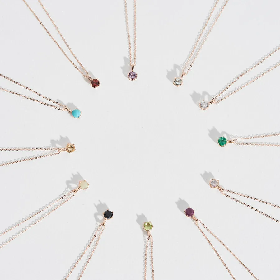 [14K Gold] Grang Natural Birthstone Necklace
