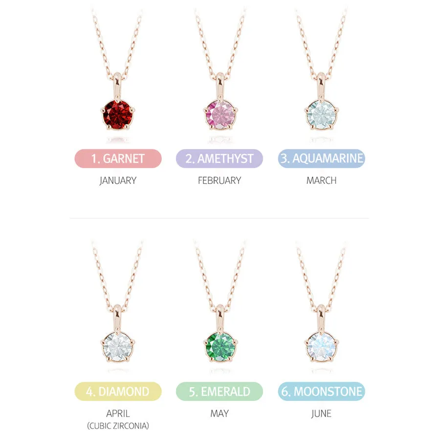 [14K Gold] Grang Natural Birthstone Necklace