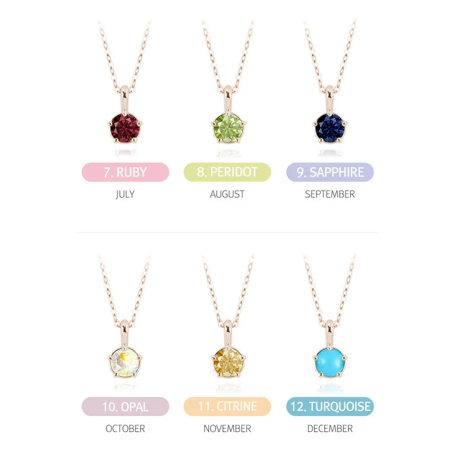 [14K Gold] Grang Natural Birthstone Necklace