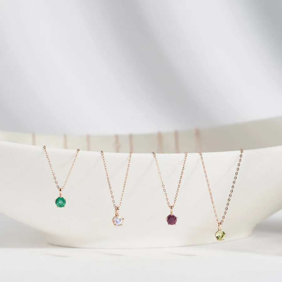 [14K Gold] Grang Natural Birthstone Necklace