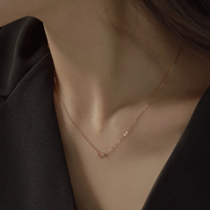 [14K Gold] Lily Natural Diamond Necklace