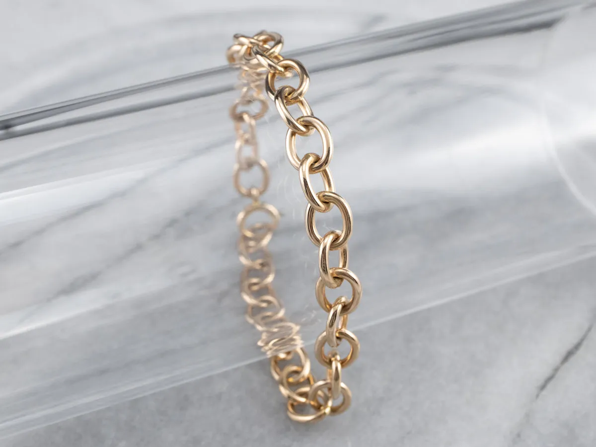 14K Gold Oval Link Chain Bracelet