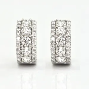 1.66CT Diamond Three Row Hoop earrings