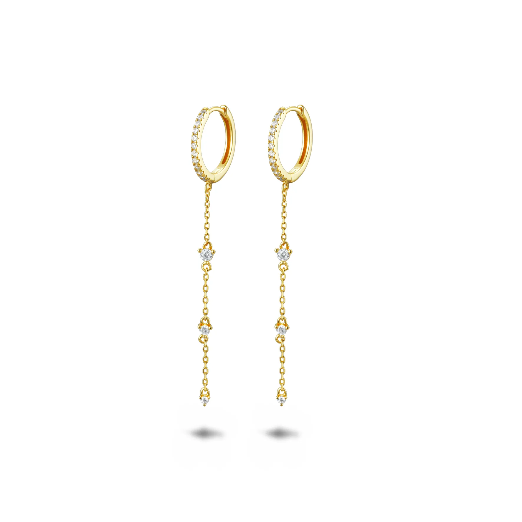 18k yellow gold earrings assembled with zirconium oxide