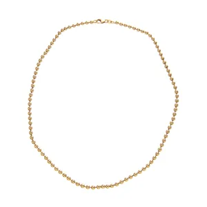 18K Yellow Gold Italian 3mm Ball Bead Chain Necklace