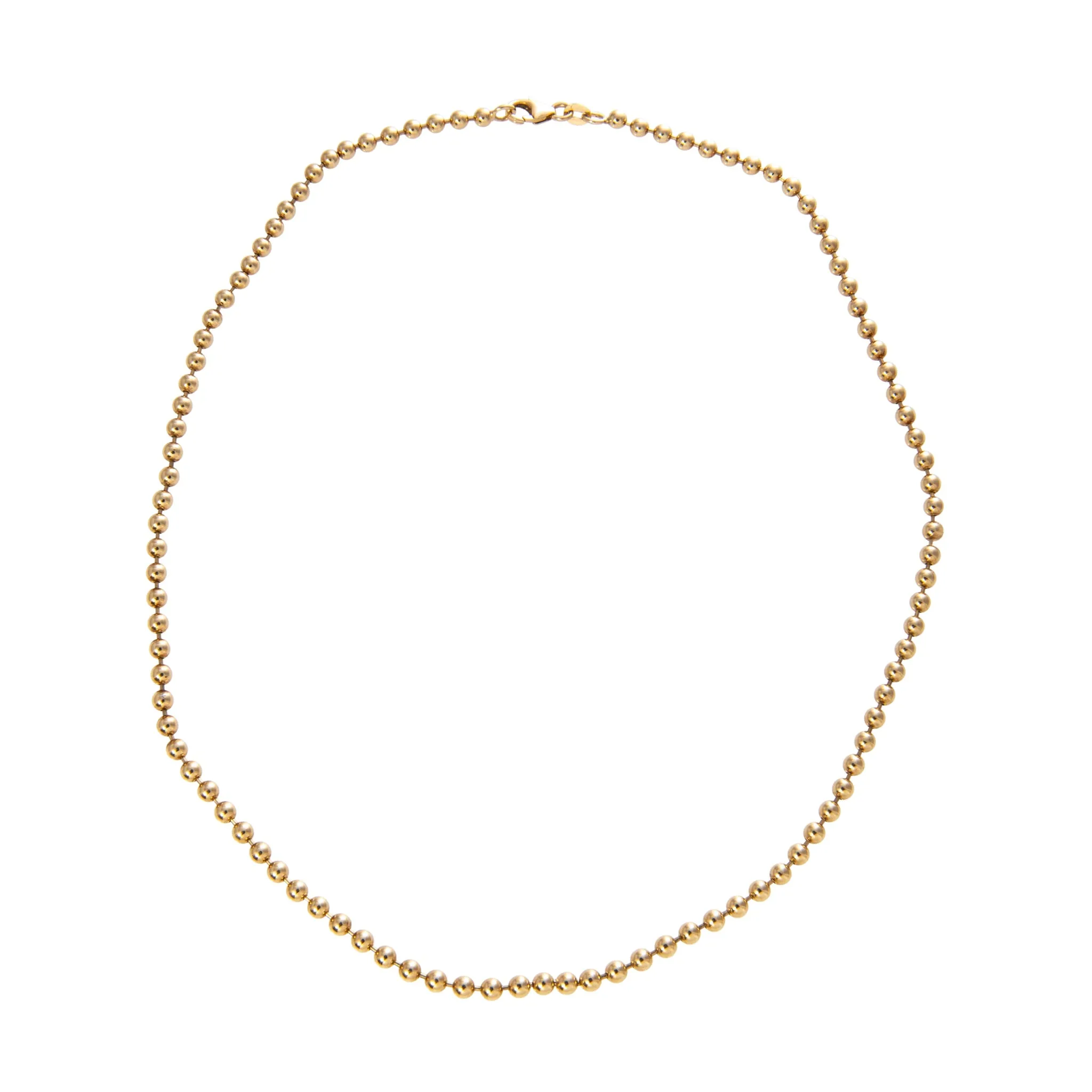 18K Yellow Gold Italian 3mm Ball Bead Chain Necklace
