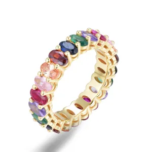 18k yellow gold ring assembled with colored zirconium oxide