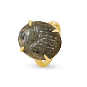 18k yellow gold ring assembled with labradorite