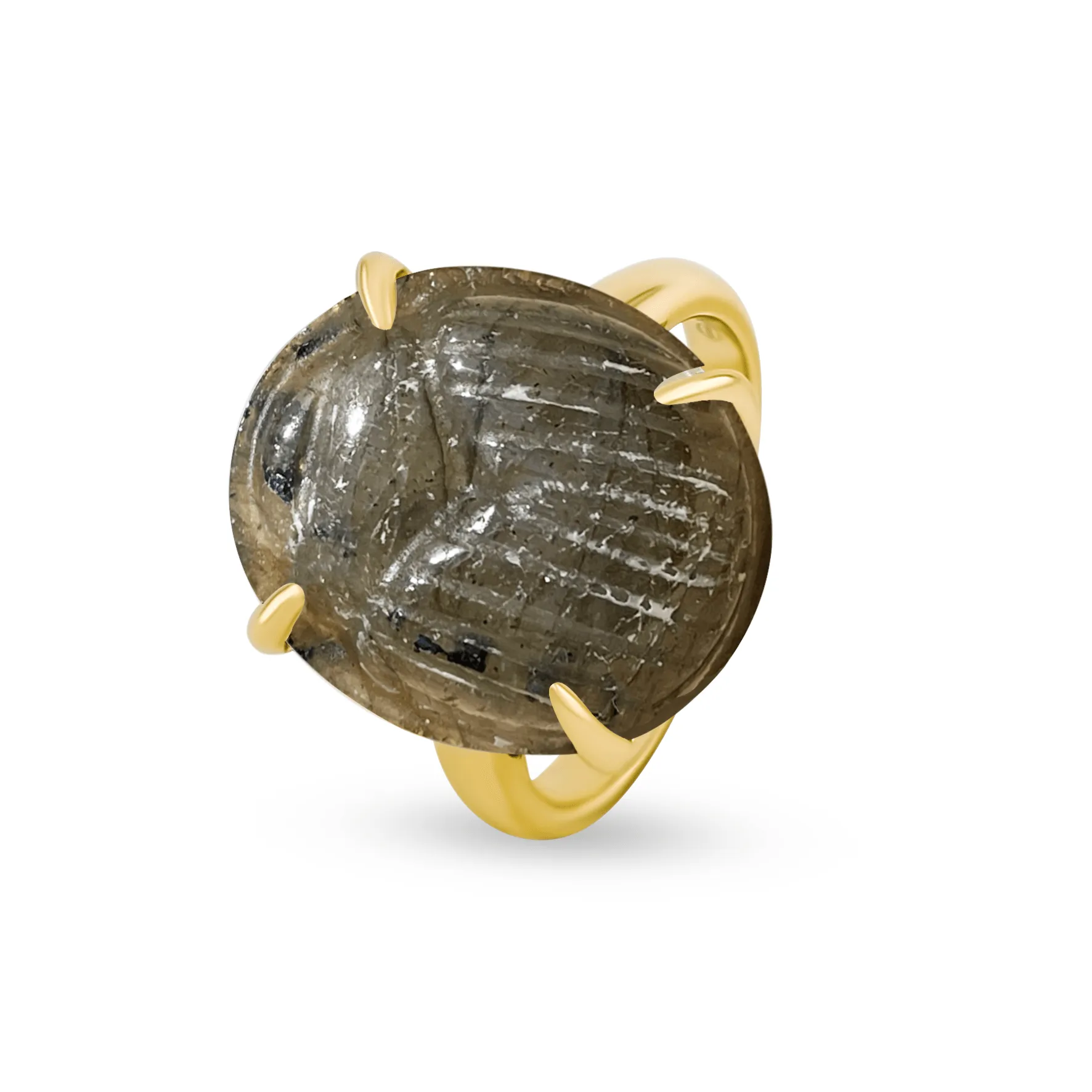 18k yellow gold ring assembled with labradorite