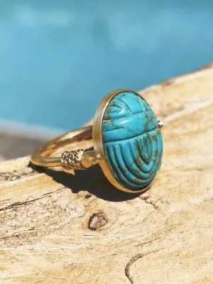 18k yellow gold ring assembled with Turquoise