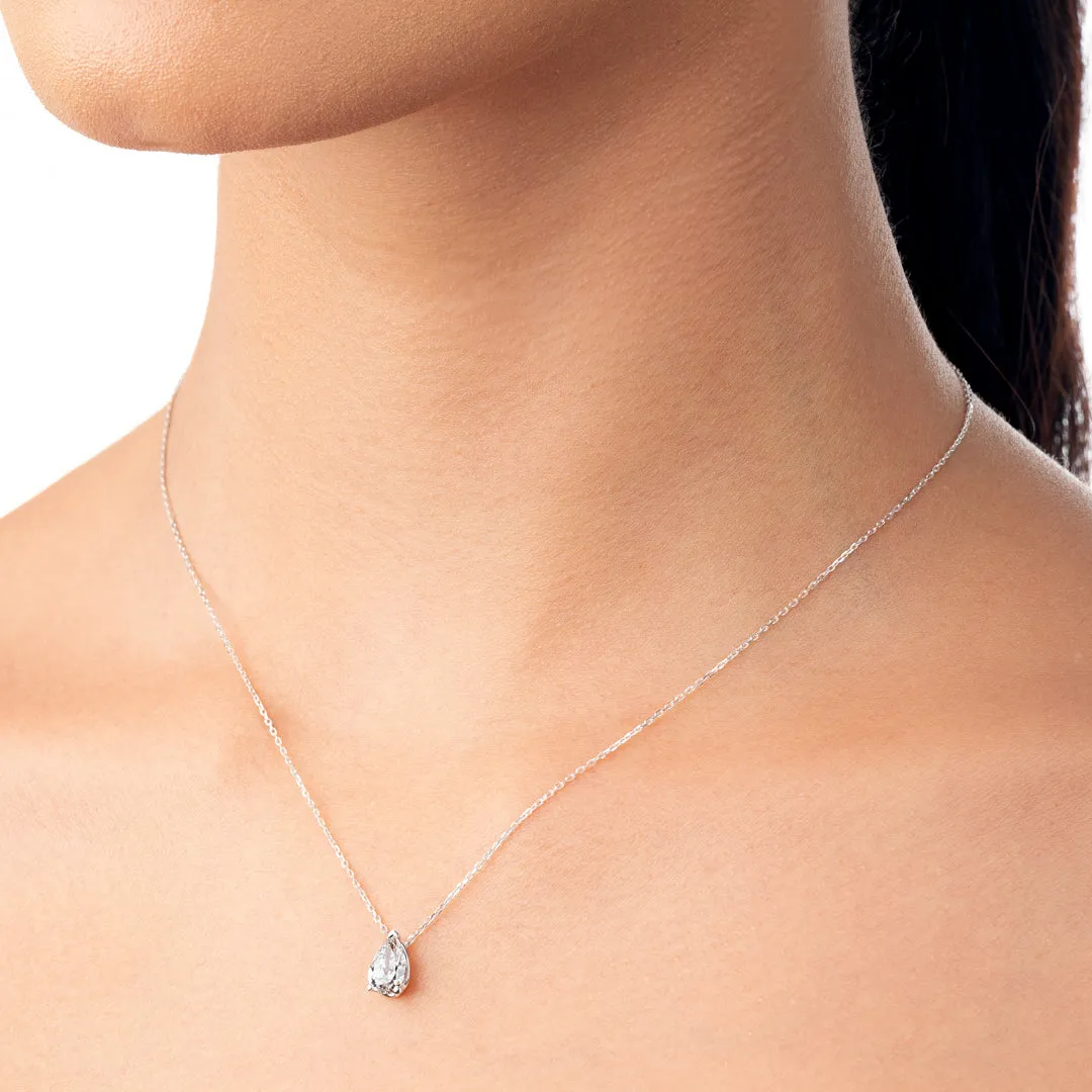 1ct Pear Diamond Pendant White Gold
