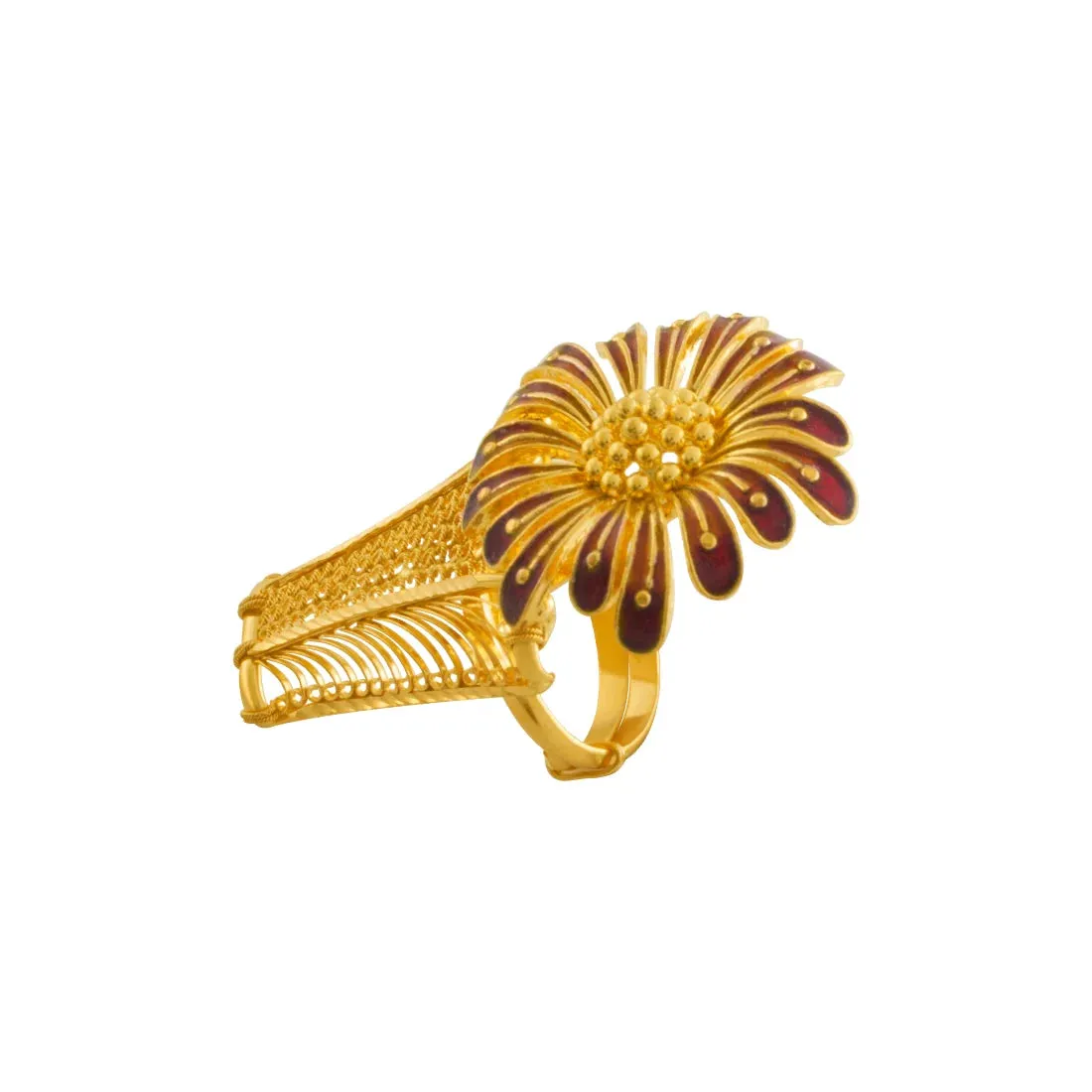 22K Gold Ring with Beautiful Flower Motif