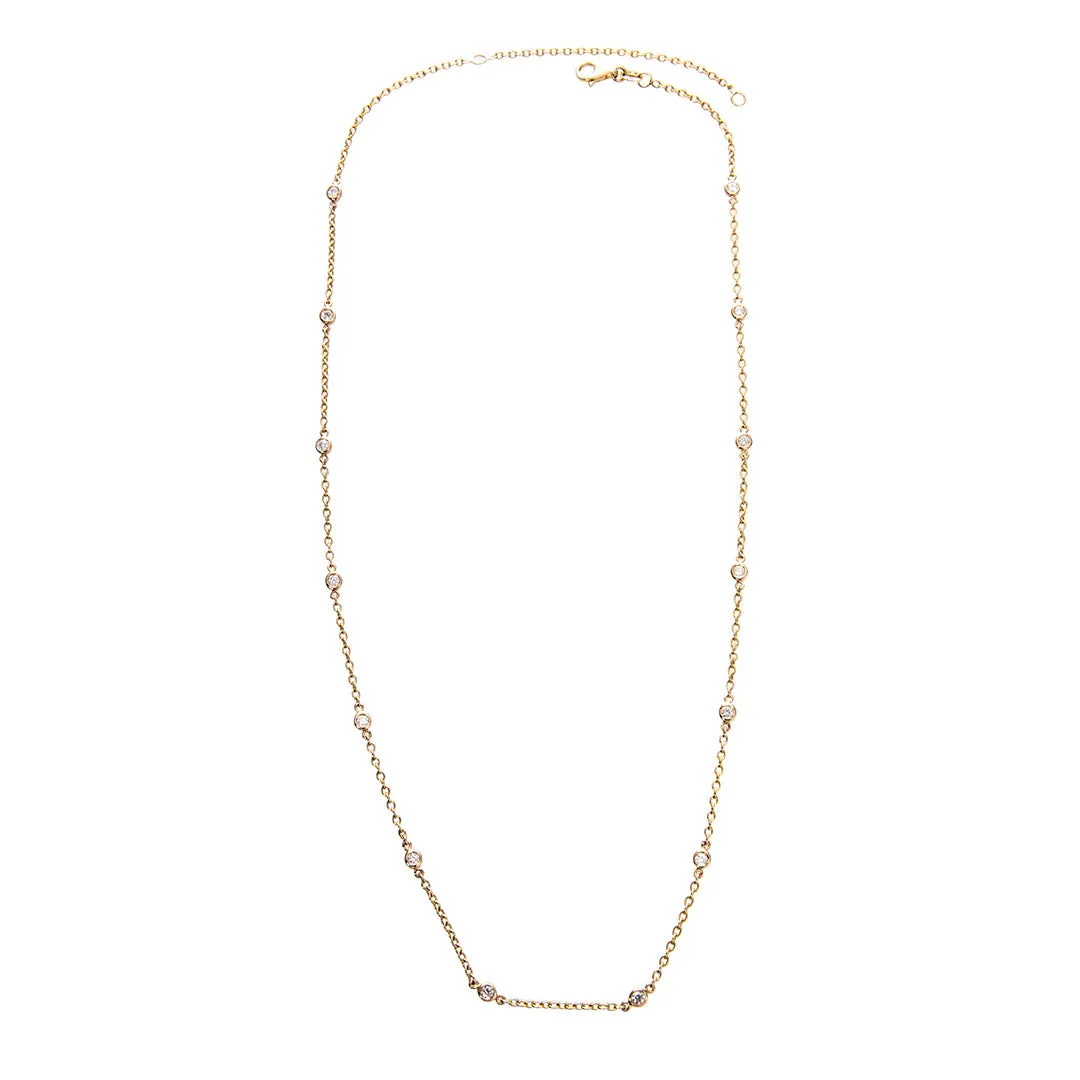 .56ctw Diamond by the Yard 14 Station 14K Yellow Gold Necklace