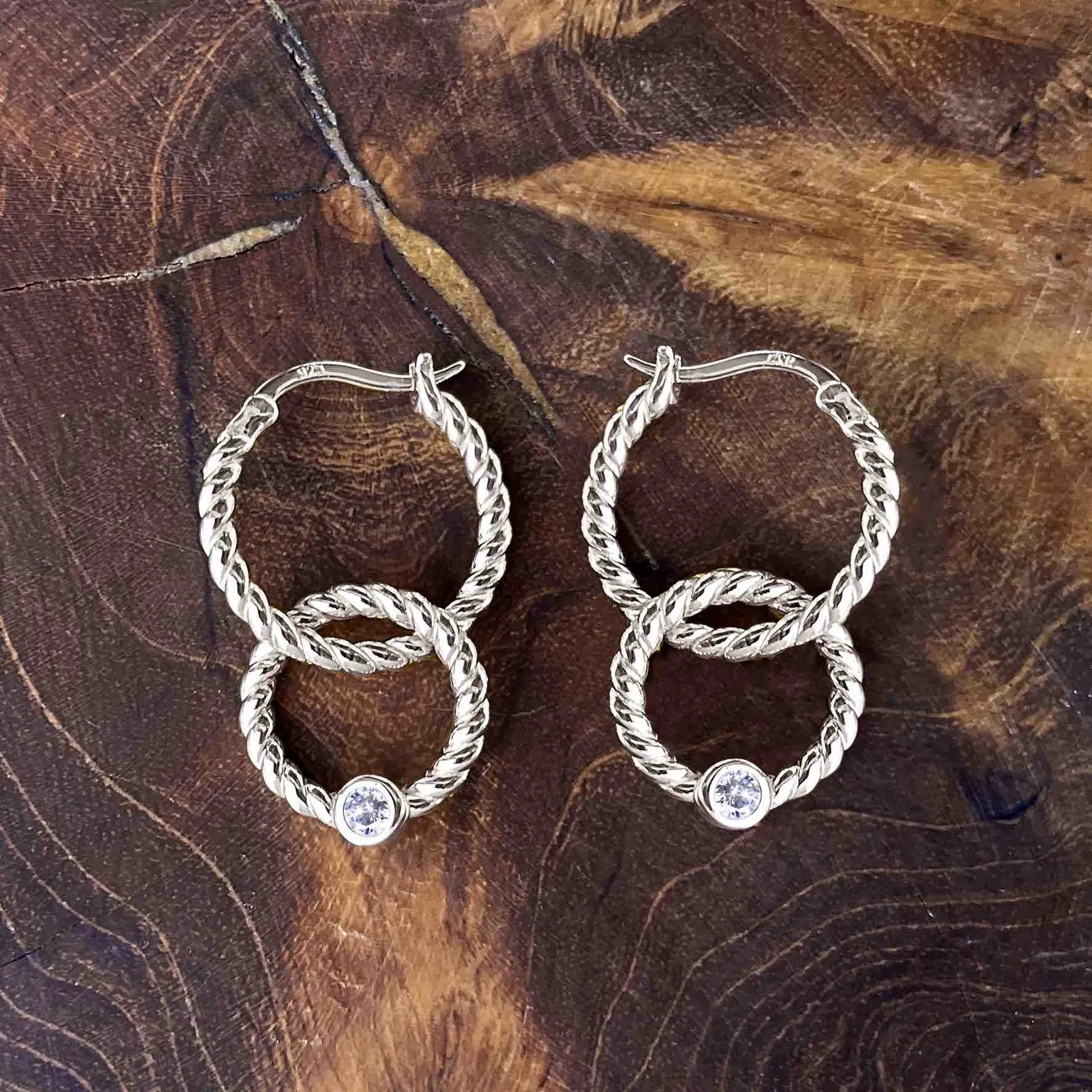 925 Silver Earrings Assembled with Zirconium Oxide