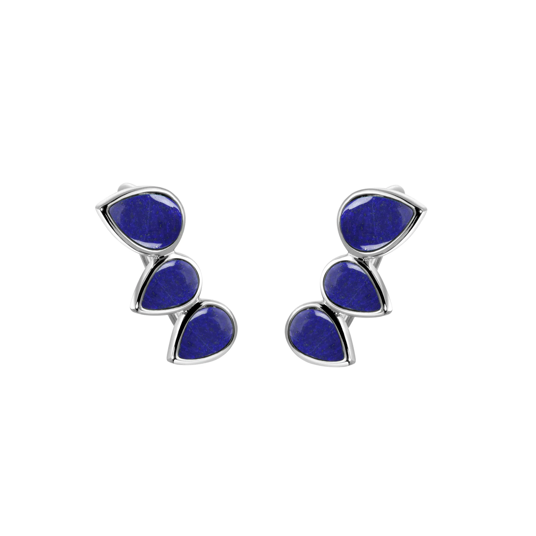 925 Silver Plated Earrings Assembled with Lapis Lazuli