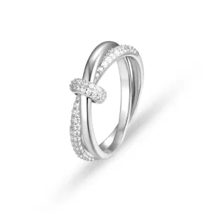 925 Silver plated ring assembled with white zirconium oxide