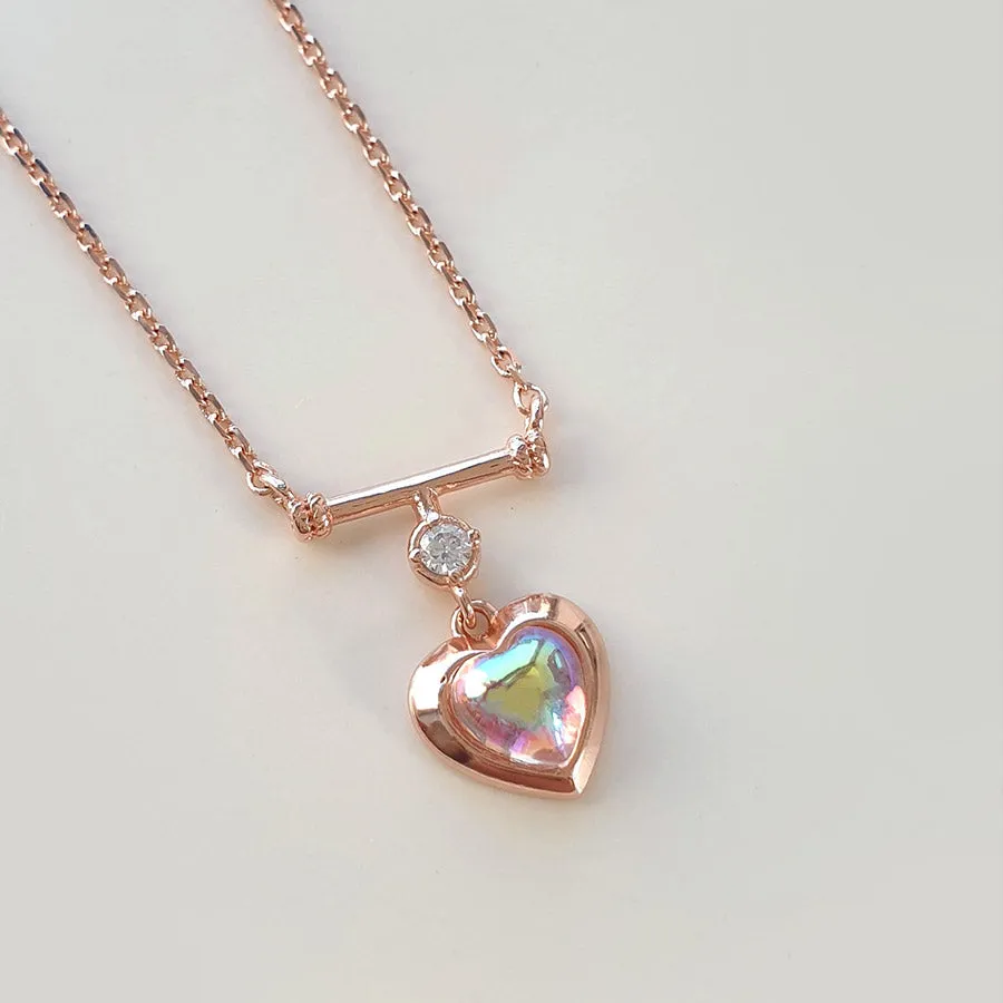 925 silver rainbow heart necklace