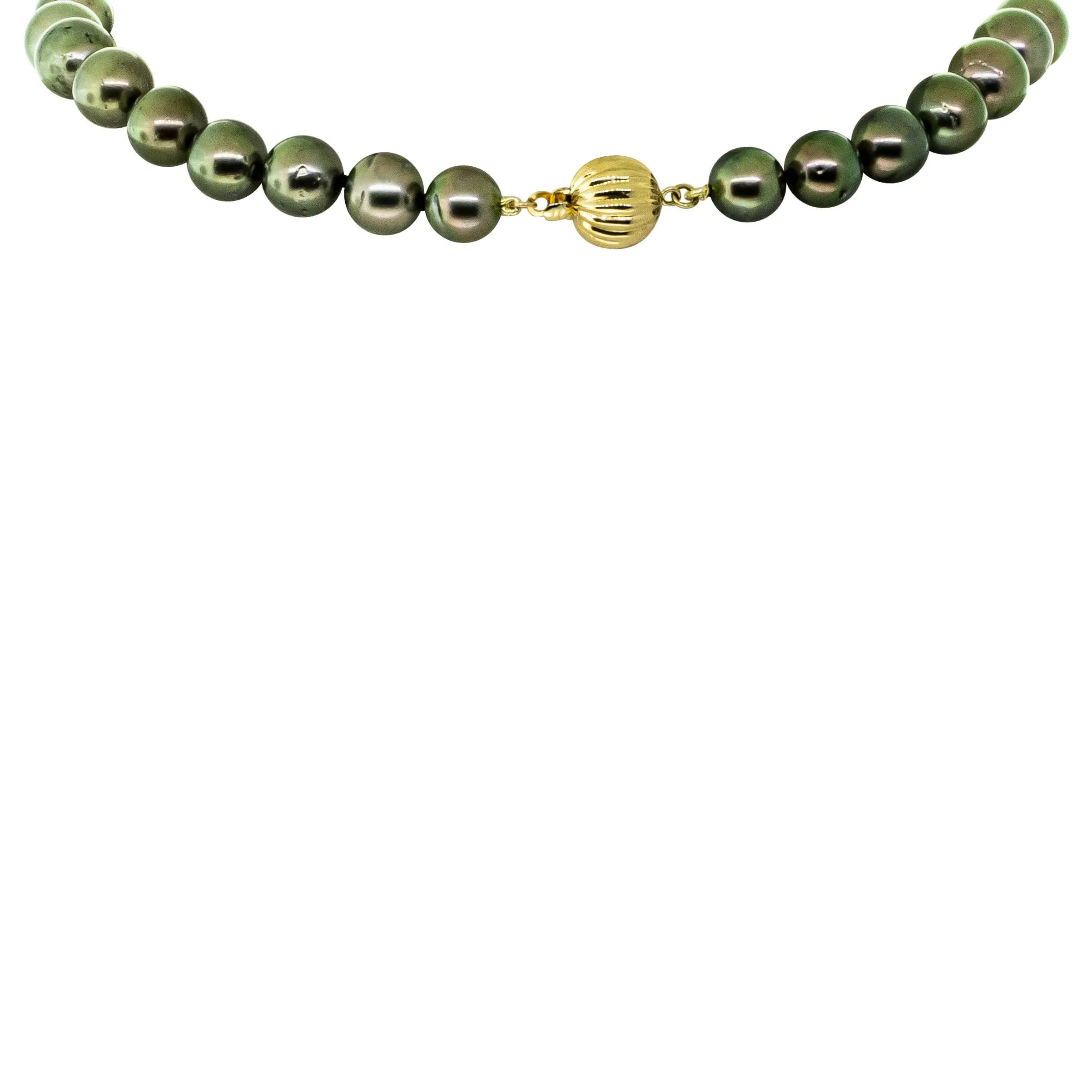 9ct Yellow Gold Tahitian Black Pearl Strand