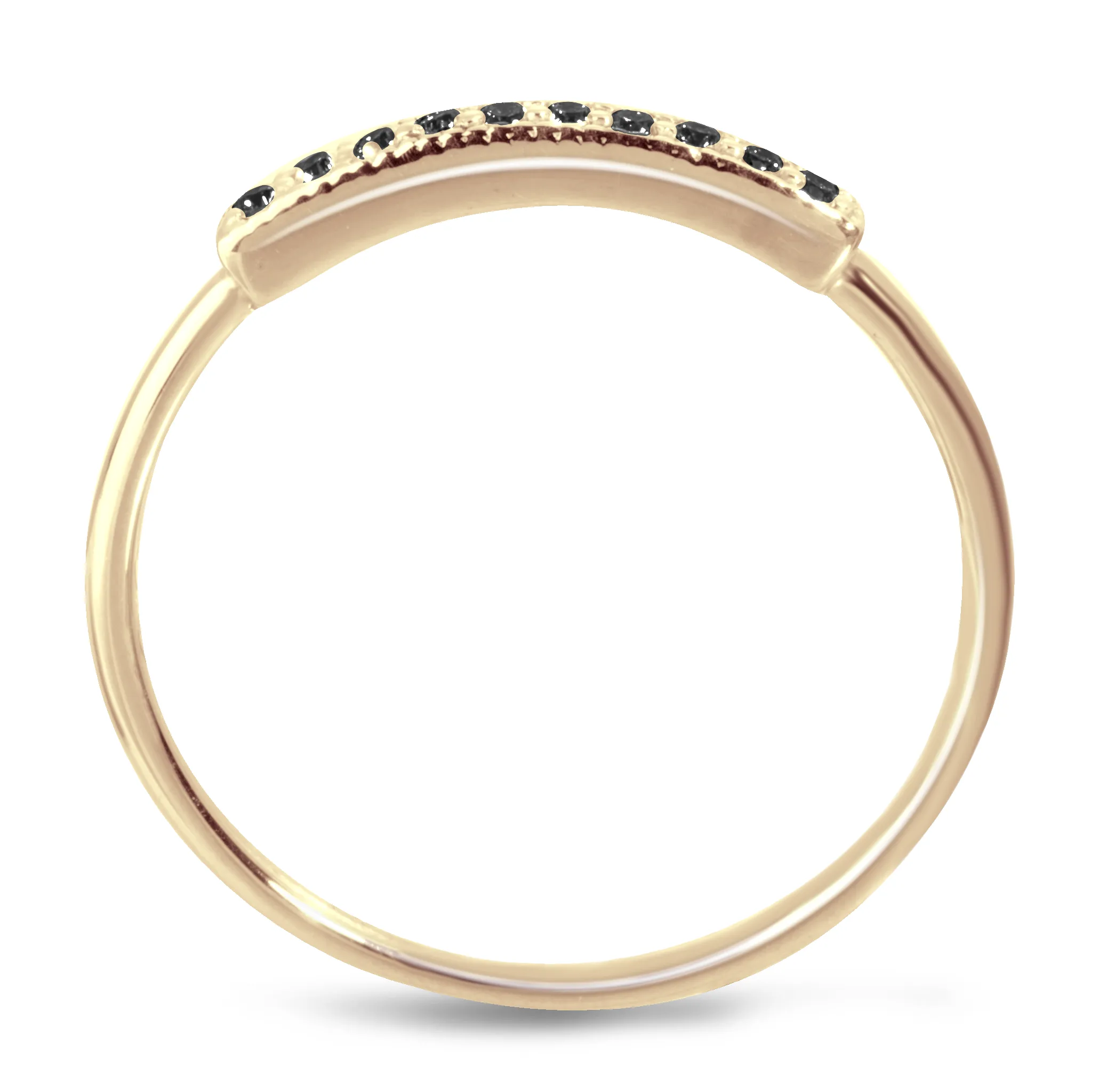 9k rose gold ring assembled with black diamond
