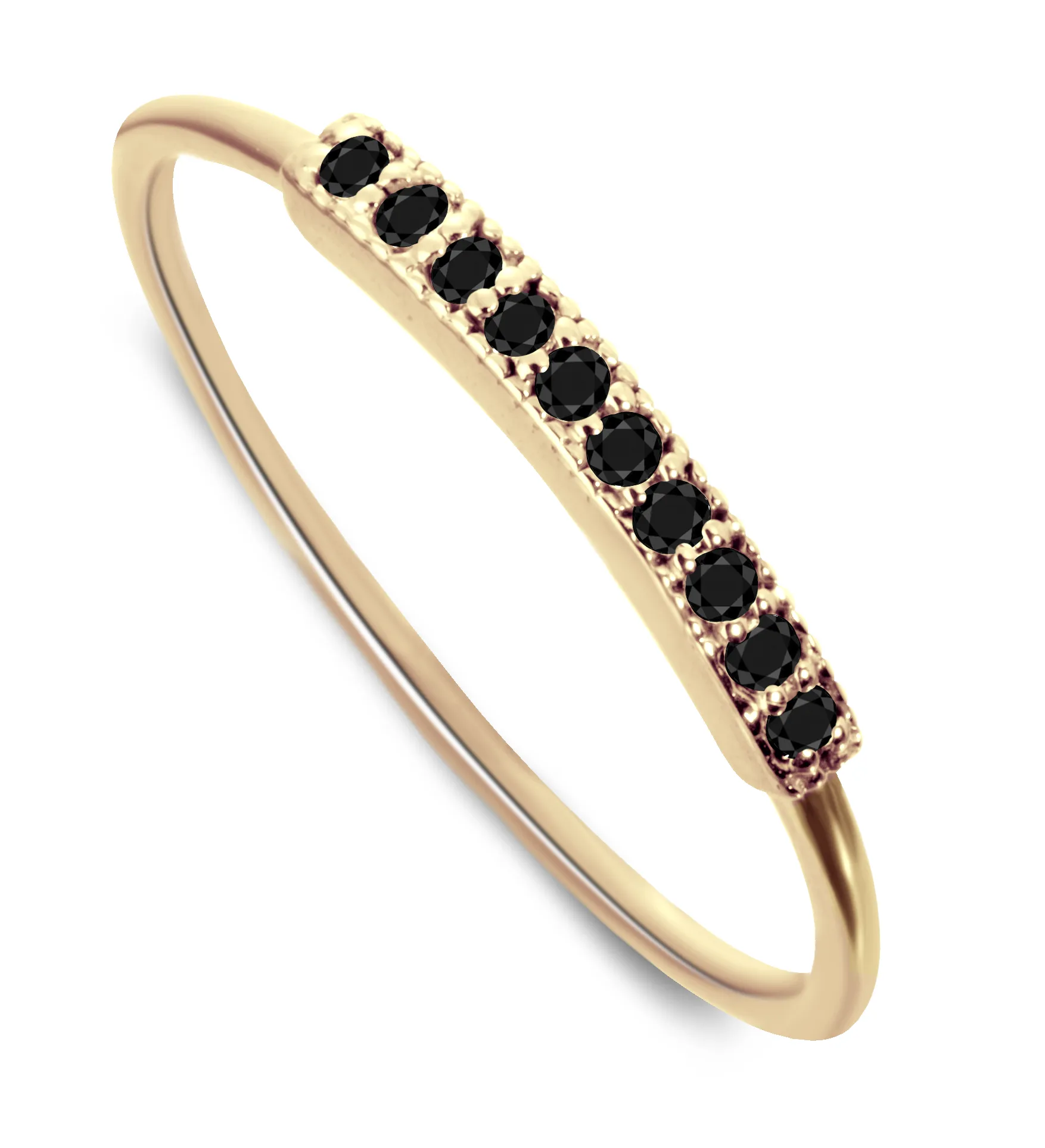 9k rose gold ring assembled with black diamond