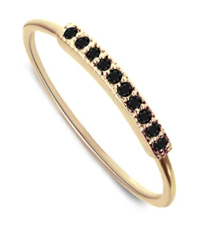 9k rose gold ring assembled with black diamond