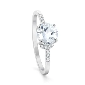 9k White Gold Ring Set with HSI Diamond and White Topaz