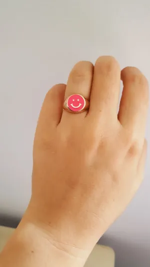 Adjustable Pink Smile Ring in 925 Sterling Silver
