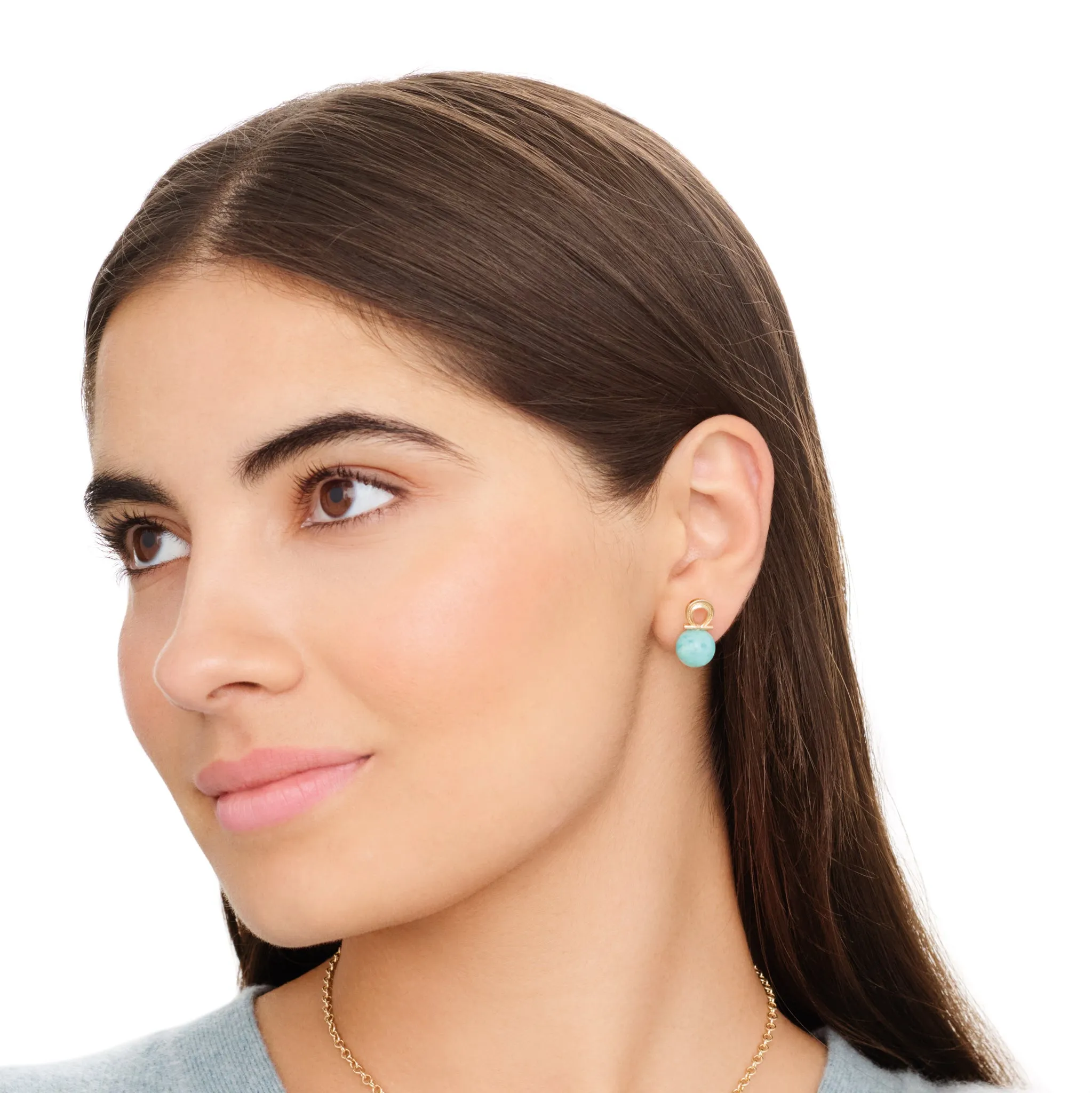 Alpha & Omega Earrings Yellow Gold - Amazonite